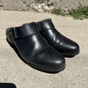 Ariat Mules Womens 8.5 Black Leather Slip On Round Toe Boots Western Casual